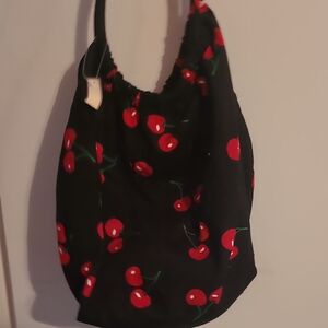 Cherry Print Black Tote Bag
